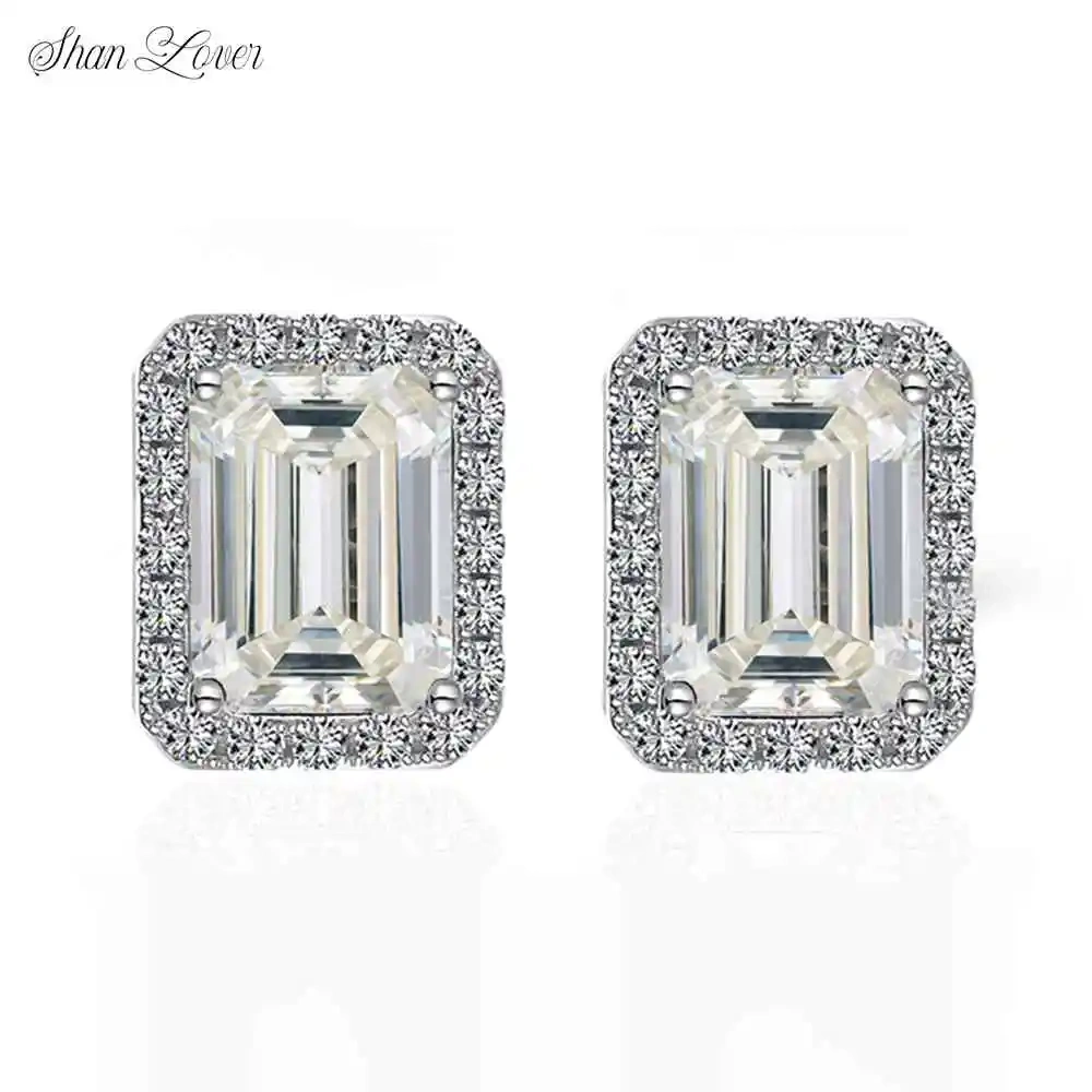 ShanLover Brand Luxury Designer 3ct Moissanite Diamond Stud Earrings Crafted from S 925 Sterling Silver Earrings for Women Girls