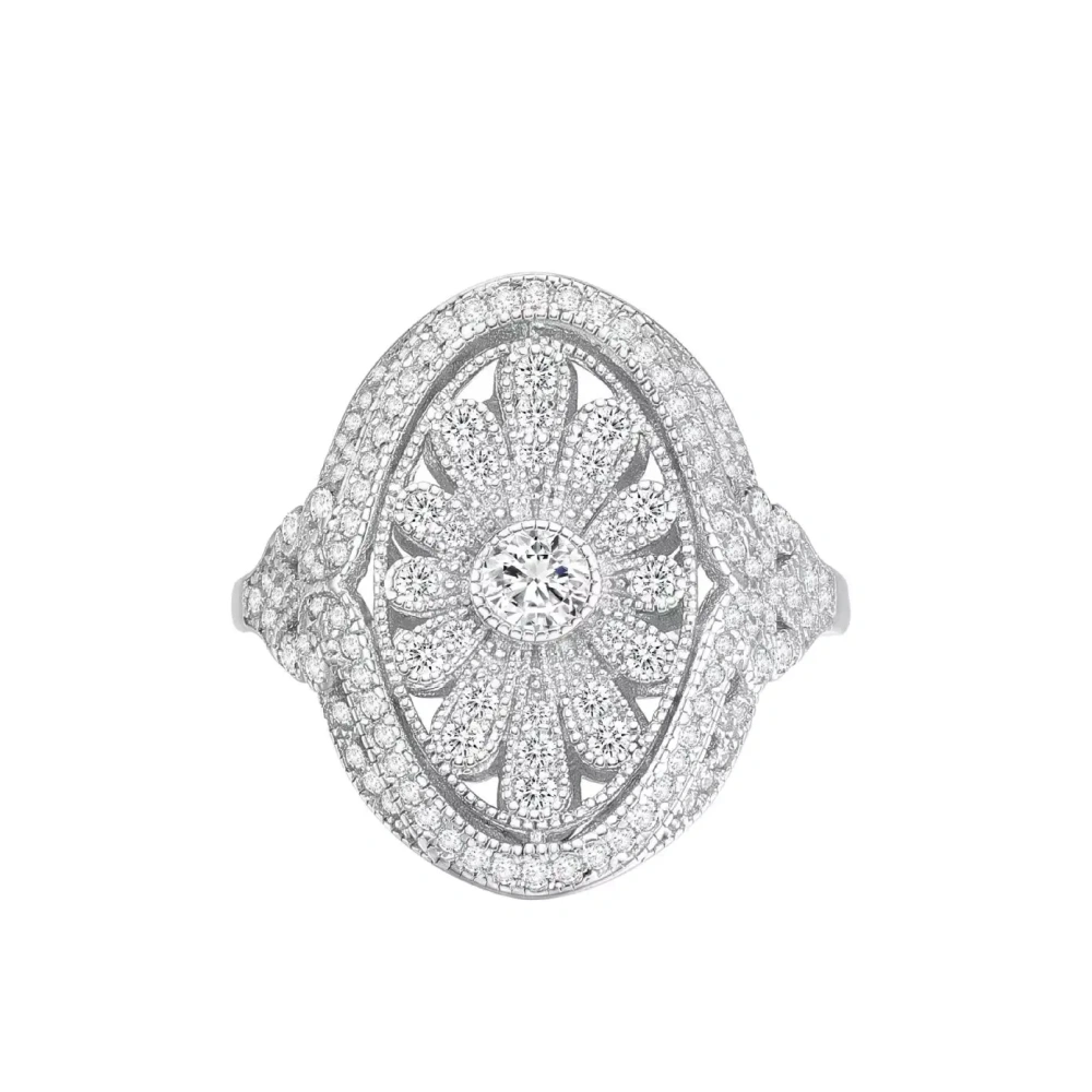 ShanLover Brand High Quality  End Mid Style Daisy Ring Hollowed Out Design Women 925 Silver Rare Fashion Jewelry Accessory