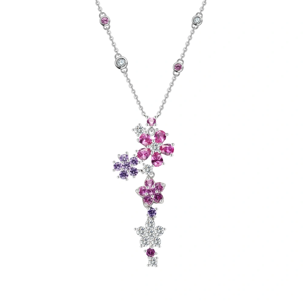 ShanLover Luxury Brand Flower Pendant Necklace Jewelry Real 925 Sterling Silver Women Dorp Pendant Chain Link Necklace Jewelry