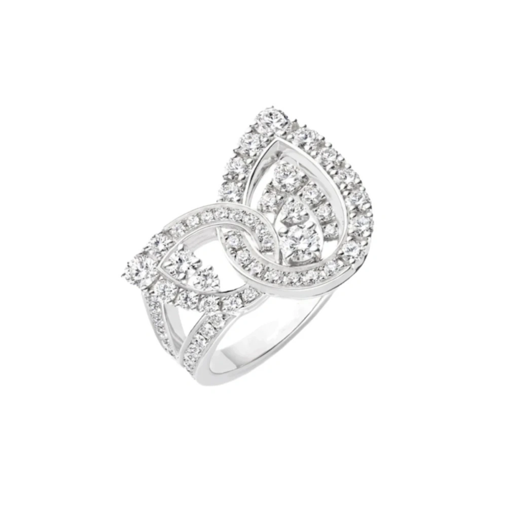 Winkin Winsin S925 925 Sterling Silver Designed Double Water Drop Hollow-out Ring Lab Grown High Carbon Diamond Zircon Jewelry