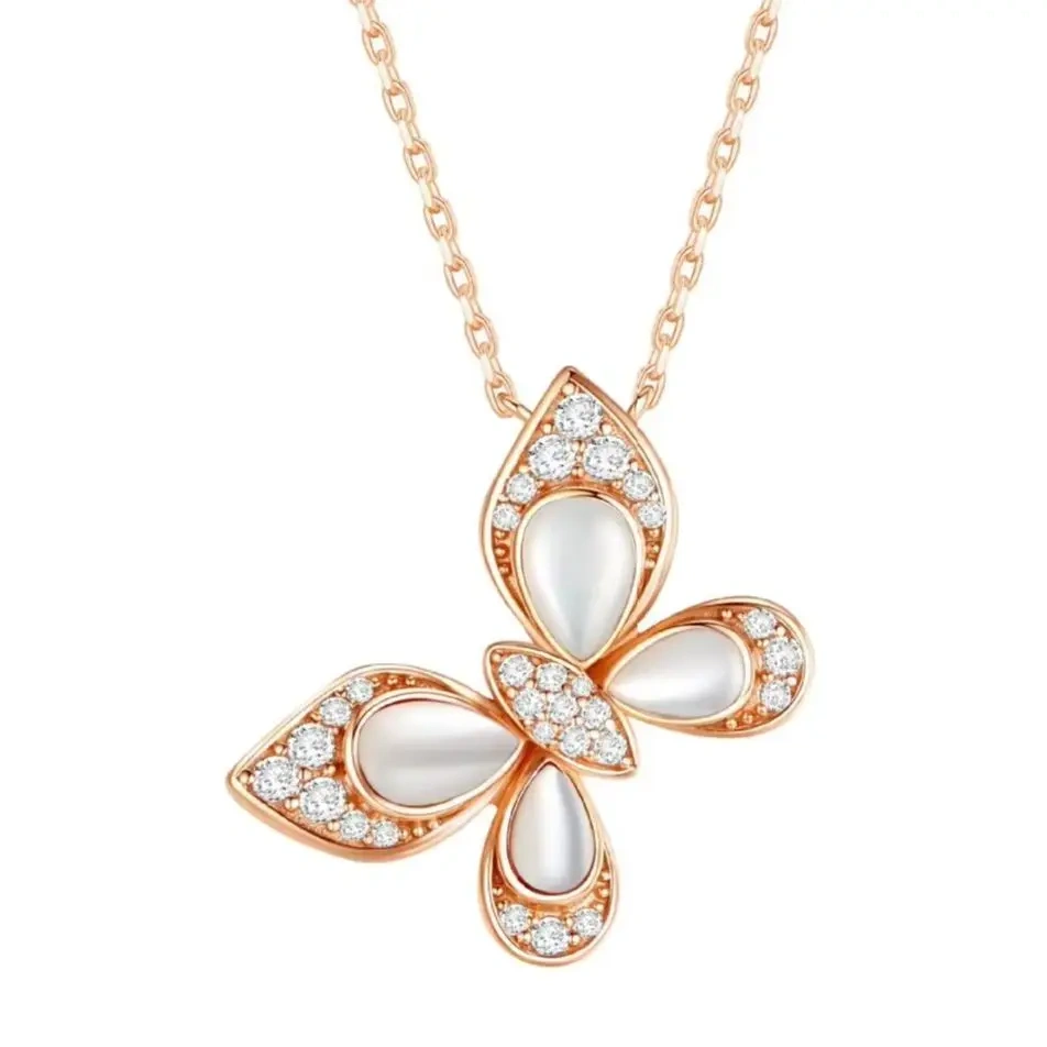 ShanLover Brand 925 Sterling Silver Pendants Necklaces White Red Green Gemstones Butterfly Necklace Pendants Jewelry For Women