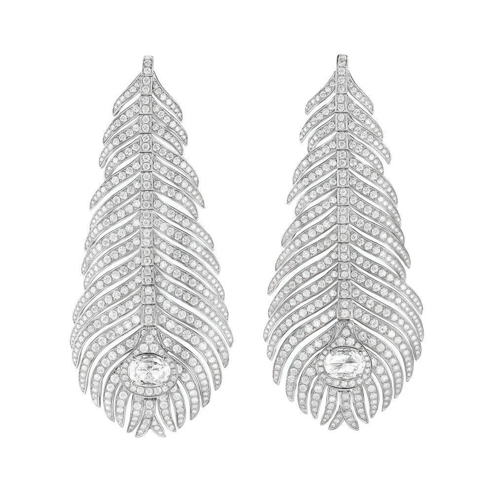 Winkin Winsin Brand Luxury Real 925 Sterling Silver Stud Earrings New Feather Drop Earrings Stud For Women Banquet Party Jewelry