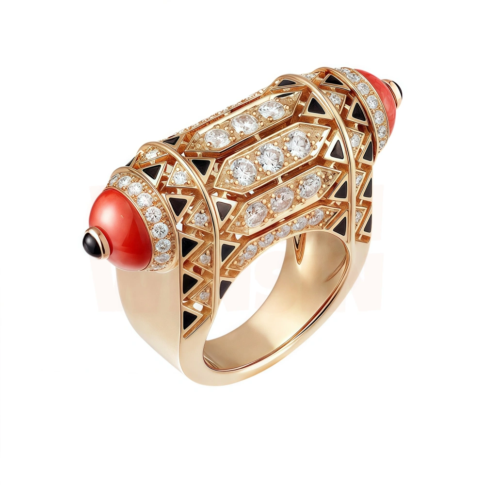 Winkin Winsin Luxury Brand Designer 925 Sterling Silver Rings Woman High Carbon Diamond Coral Gemstones Jewelry Ring For Women