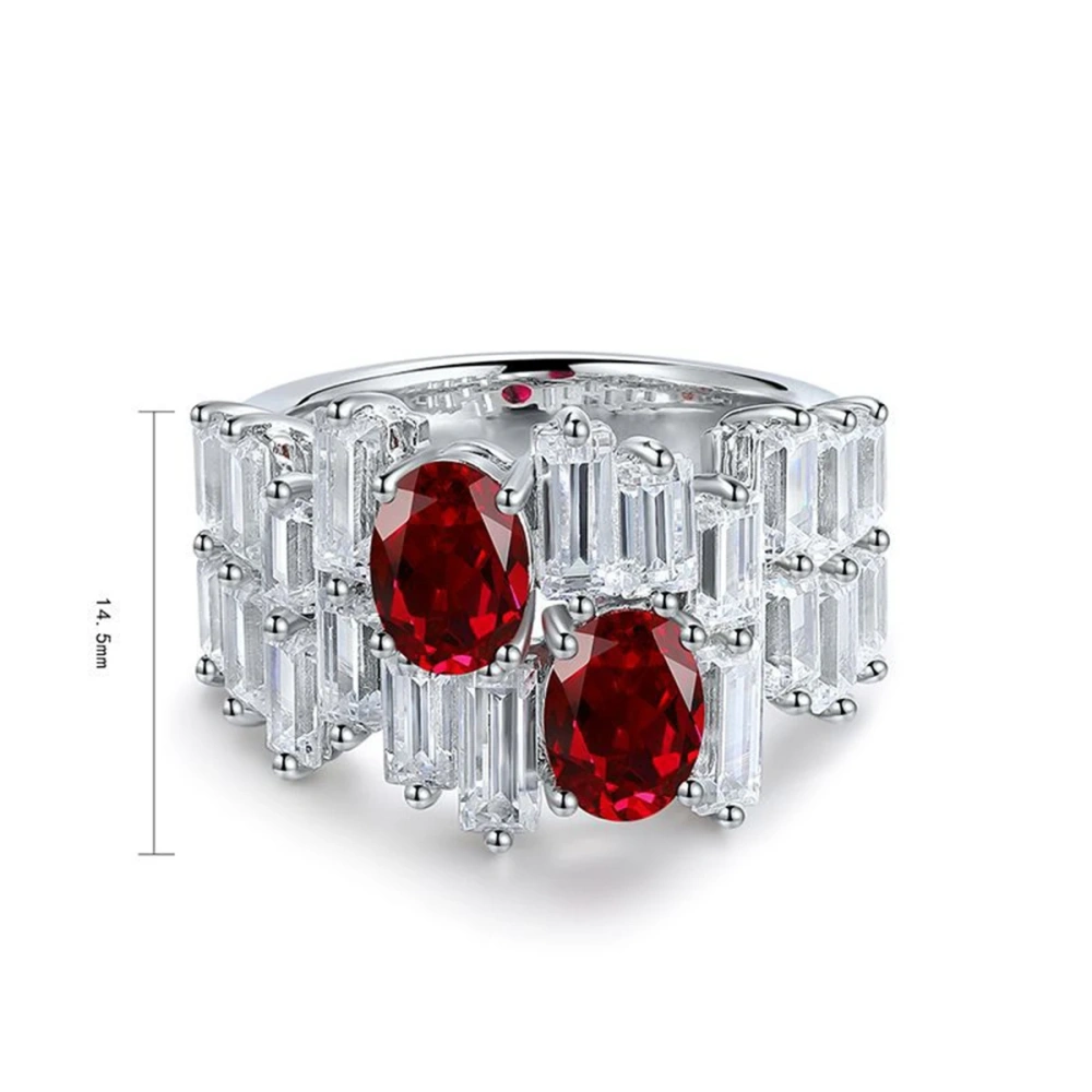 ShanLover Brand Oval Shaped Laboratory Grown Ruby Ring Set in S925 925 Sterling Silver for Women Designer Jewelry Gifts