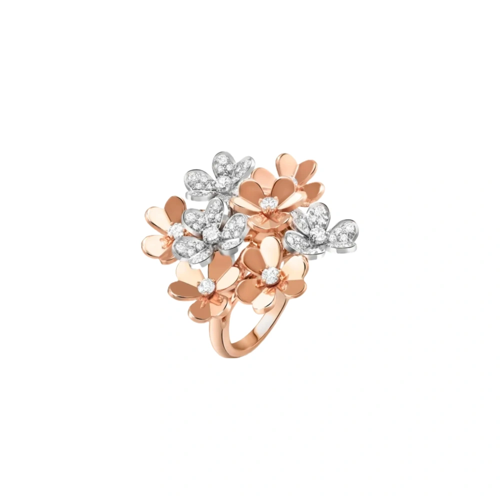 Winkin Winsin 925 Sterling Silver New Style Luxury Brand Designer Clover Two-Tone Diamond Accented Ring CMA Certificate Jewelry