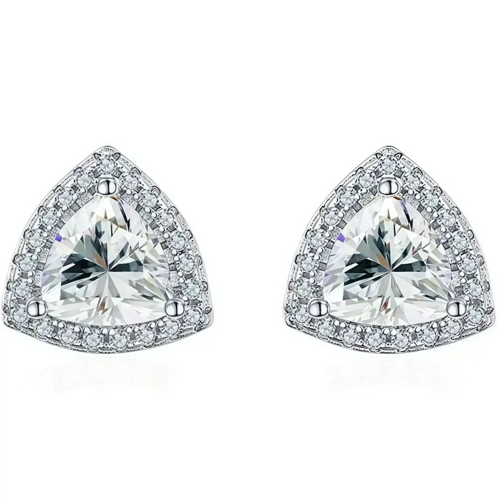 ShanLover Brand 1.2ct Triangular Moissanite Diamond Stud Earrings S925 Sterling Silver Jewelry Fashion for Women