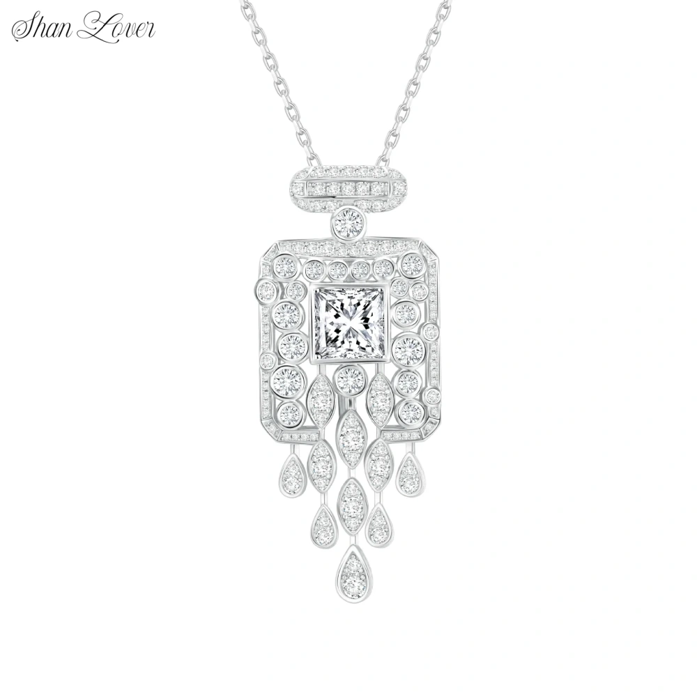 ShanLover Brand New Arrival No.5 Perfume Design s925 925 Sterling Silver Pendants Sweater Necklace For Women Chain Necklaces