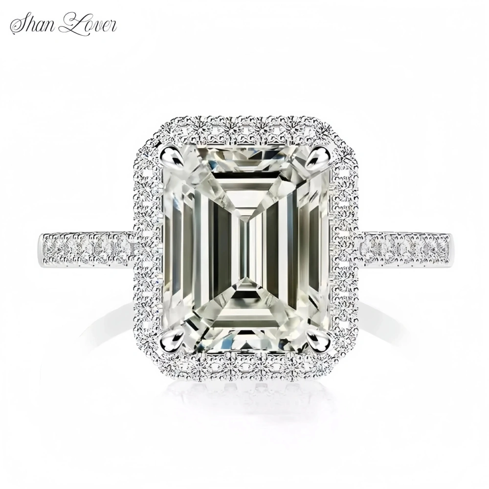ShanLover Brand MST Top Grade 4ct Moissanite Diamond Ring CMA Certificate 925 Sterling Silver Rings Luxury Jewelry