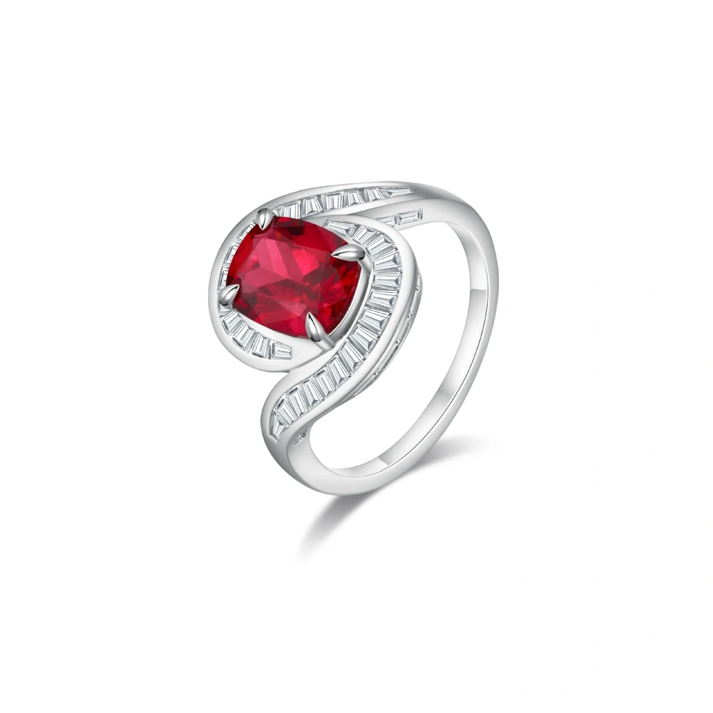 ShanLover Brand High End Light Luxury 925 Sterling Silver Ruby Diamond Ring for Women Rare Fade-resistant Jewelry Accessory