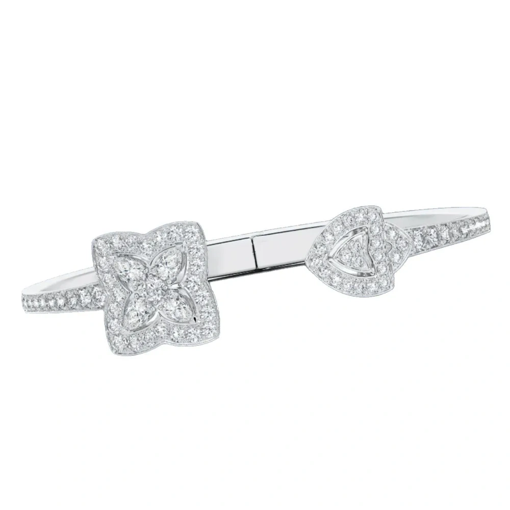 Winkin Winsin S925 925 Sterling Silver Lotus Thick Version Open Diamond Bangle Party Bangle Bracelet Jewelry