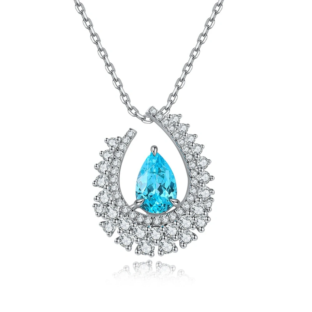 ShanLover Brand Women 925 Sterling Silver Lab Grown Gemstones Pendant Necklace Collarbone Design Unique Fashion Jewelry