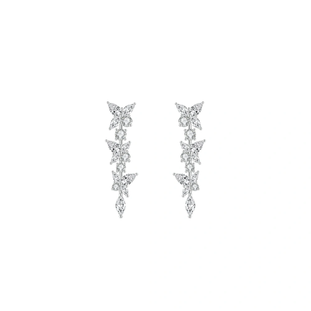 ShanLover  Brand Real 925 Sterling Silver Flower Tassel Earrings Fashionable Woman Elegant High-End Jewelry for Autumn Winter
