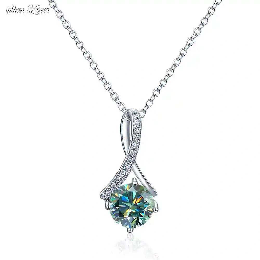 ShanLover Brand 2ct MST Top Grade GRA Moissanite Diamond Pendant Necklace for Women 925 Silver Chain Necklaces Pendants Jewelry