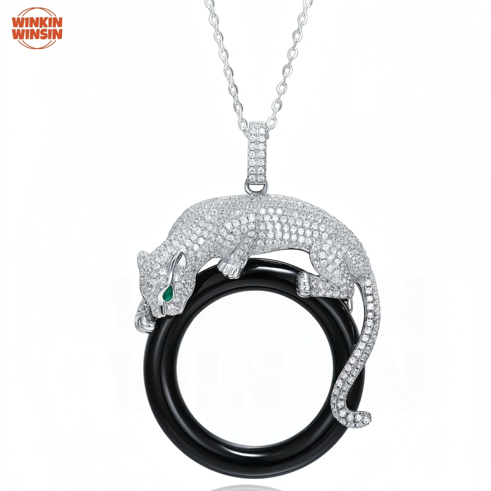 Winkin Winsin Highest Quality 925 Sterling Silver Earrings Necklace Pendants Women Cheetah Leopard Pendant Necklace Jewelry Set