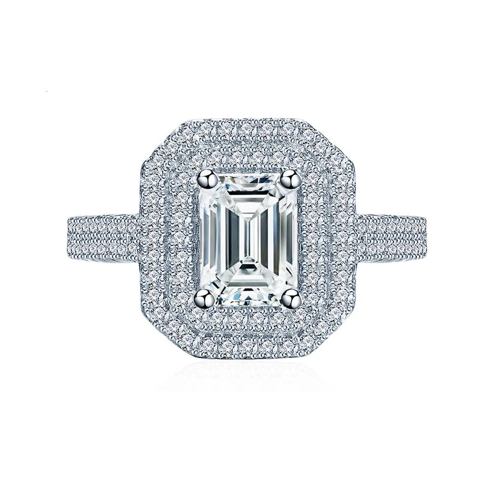 ShanLover Brand High Quality Mosan Diamond Ring for Women Luxury S925 Sterling Silver Encrusted with Diamonds All over Jewelry