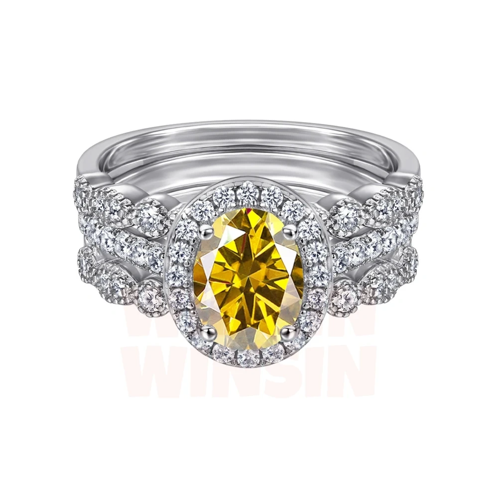 Winkin Winsin s925 sterling silver 1.5-carat oval Moissanite ring for women's silver jewelry, exuding a sense of luxury
