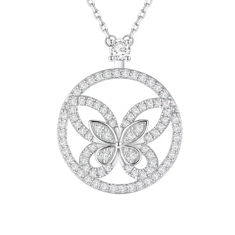 ShanLover Luxury Brand High Grade Platinum Plating Butterfly Pendant Real 925 Sterling Silver Necklace Pendants Fine Jewelry