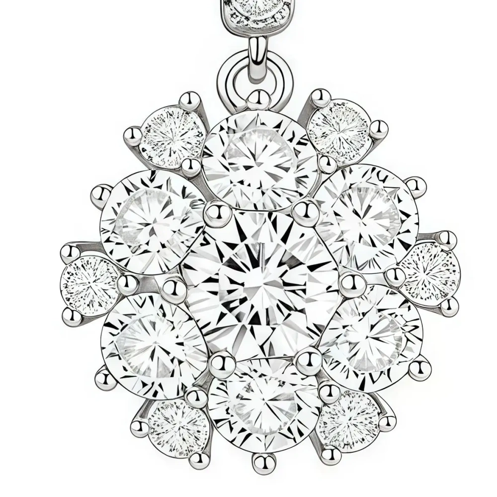 ShanLover Brand 5A Grade Full Diamond Sunflower Zircon Drop Earrings Luxury 925 Sterling Silver Earrings Jewelry For Women