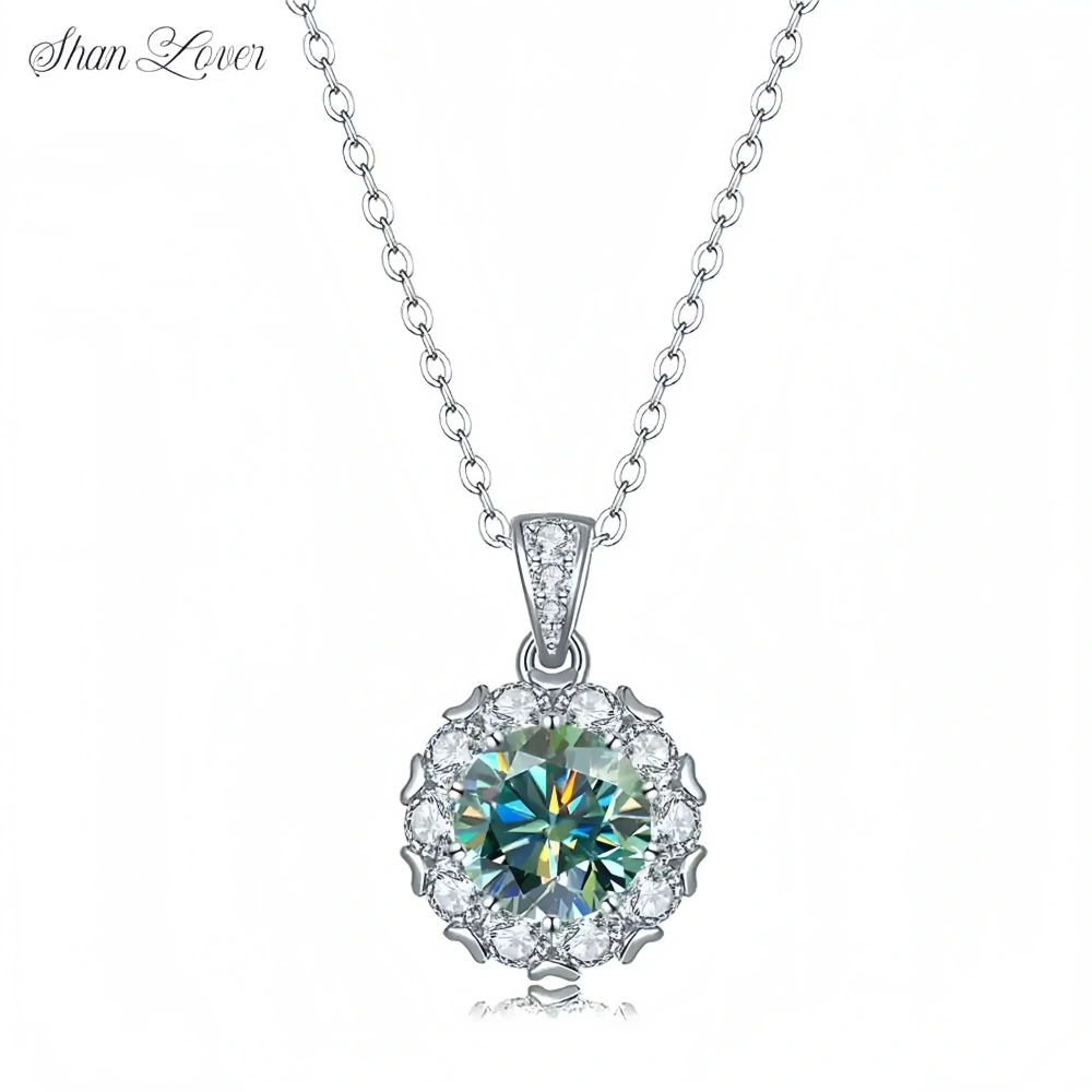 ShanLover Brand Moissanite Diamond Princess Necklace for Women Fashion 925 Sterling Silver Diamond-Studded Pure Silver Jewelry