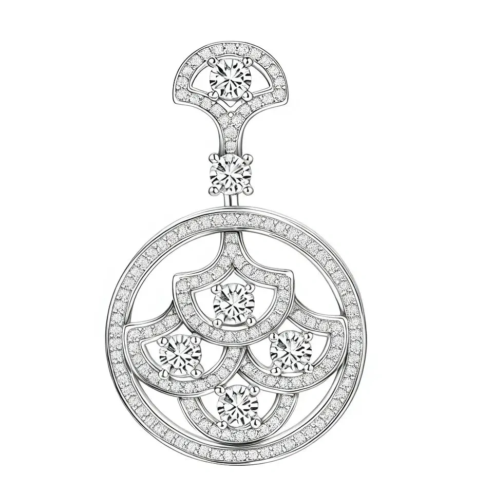 ShanLover Brand AAAAA Grade MST Top Grade 925 Sterling Silver Full Diamond Hollow Fan Shaped Zircon Earrings Luxury Jewelry