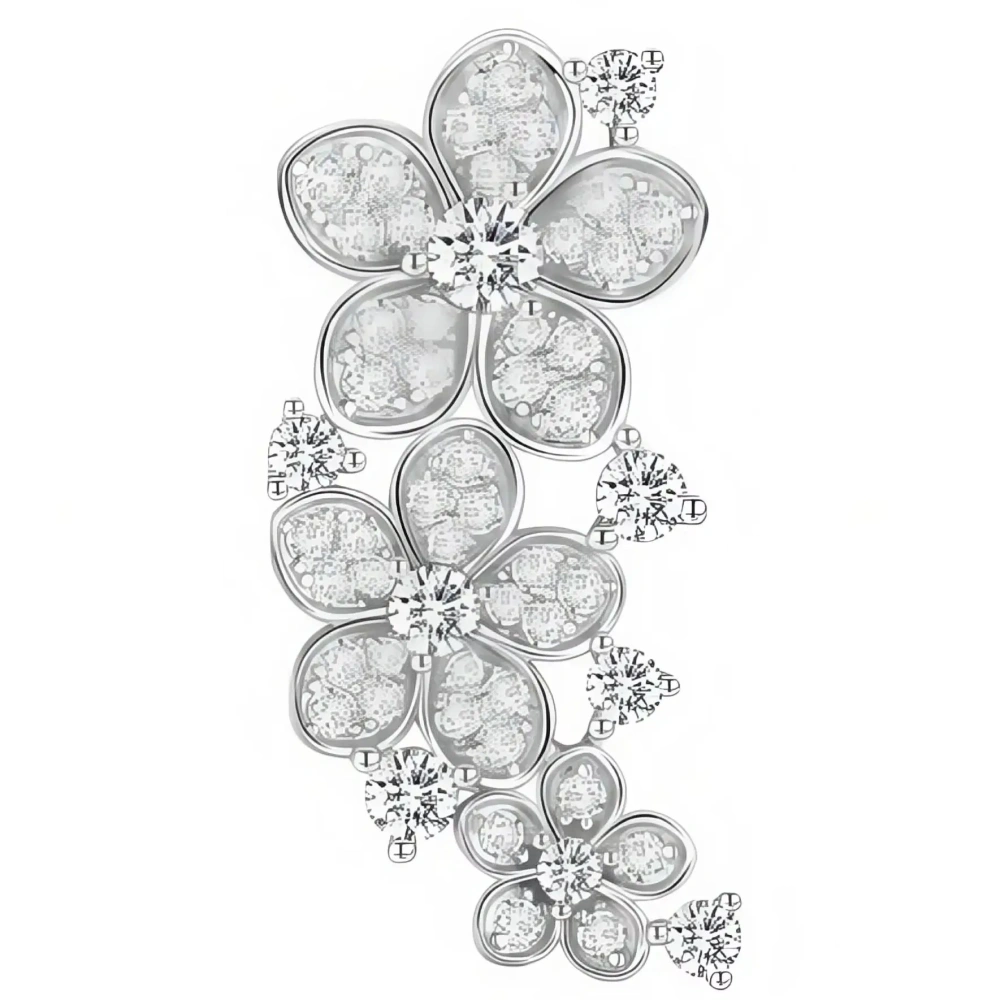 ShanLover Brand 5A Level 925 Sterling Silver Three Flower Earrings Luxury Tassel Pendant Zircon Earrings Jewelry for Women