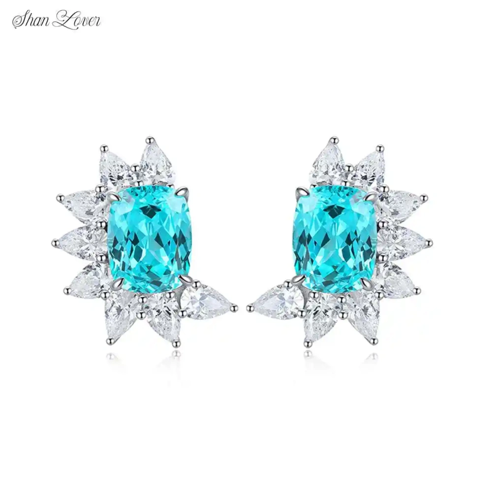ShanLover Brand Hot Sales Stud Earrings Lake Blue S925 Silver Light Luxury Sophistication Jewelry Fashion Women Pendant