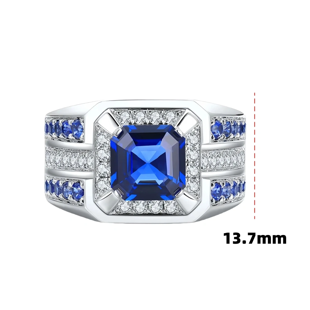 ShanLover Brand Main Gemstone 2.9ct Sapphire Ring MGI Top Grade Lab Grown Gemstones Rings For Man 925 Sterling Silver Jewelry