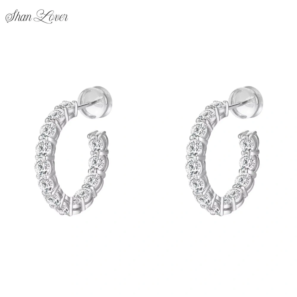 ShanLover Brand S925 High Quality Silver Full Diamond High End Autumn Winter Women's Earrings Semi-Perfect Row Design