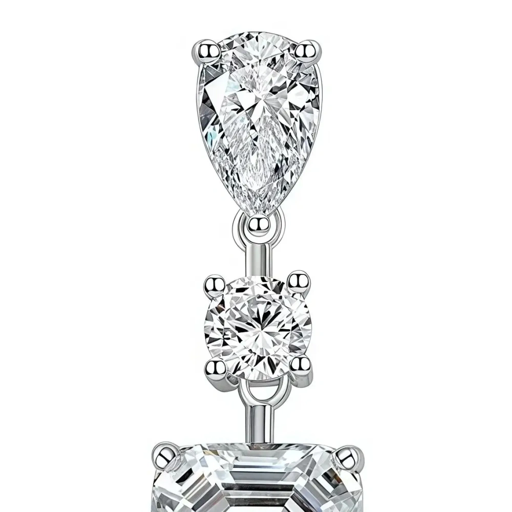 Winkin Winsin 4 Carat White Lab Grown Gemstones High Carbon Diamond Earrings 925 Sterling Silver Earrings Jewelry