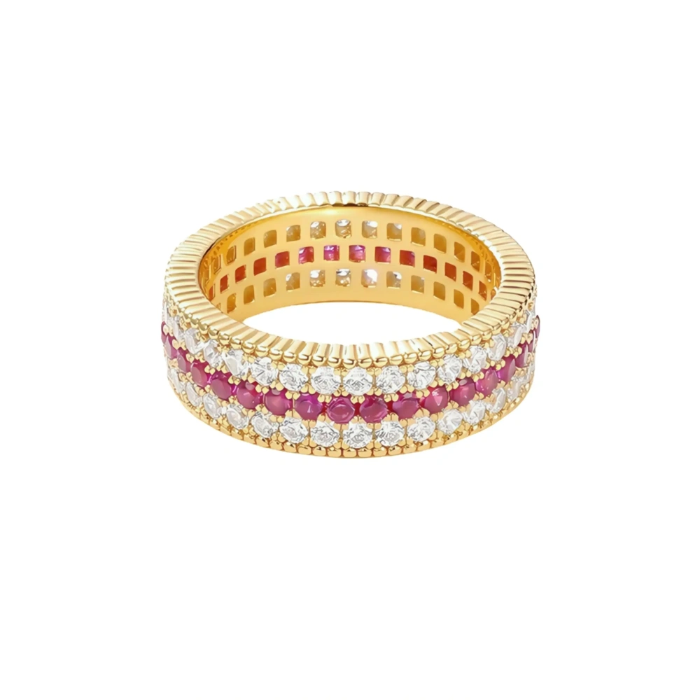 ShanLover Brand Designer Woman Rings 925 Sterling Silver Ring 18k Gold Plating Red Corundum Gemstones Rings For Woman Jewelry
