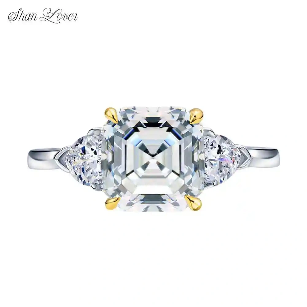 ShanLover Brand MST Top Grade 2.5ct Moissanite Diamond Ring For Women 925 Sterling Silver 8*8 Cube Sugar Wedding Rings Jewelry