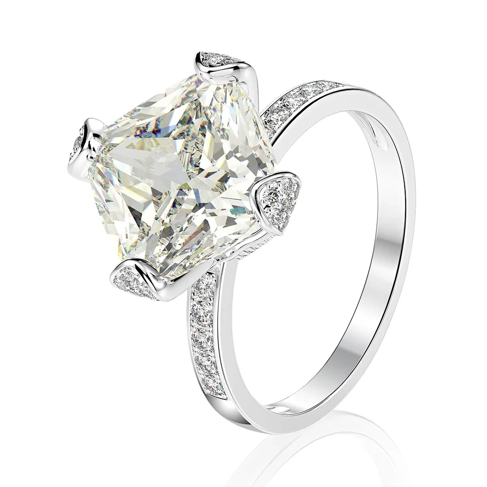 Winkin Winsin 6 Carat Lab Grown Gemstones High Carbon Diamond Ring Ice Flower 925 Sterling Silver Ring For Women