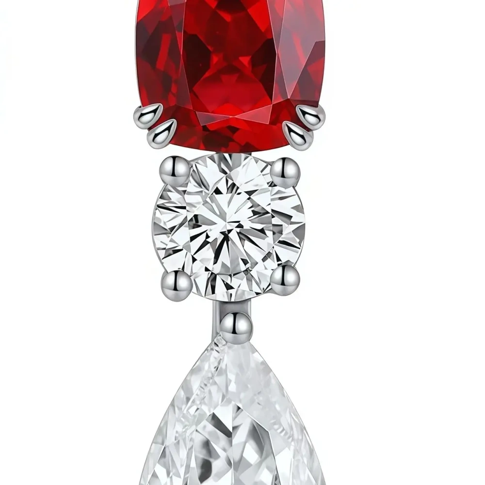 ShanLover Brand Luxury Brand Designer Ruby Stud Real 925 Sterling Silver Earrings High Quality Pigeon Blood Red Jewelry