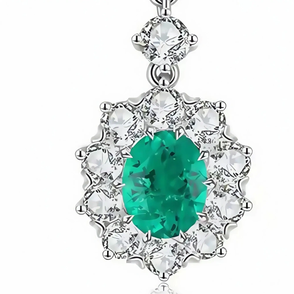 ShanLover Brand Classic  style stud earrings cultivated emerald earrings emeralds 925 silver Lab Grown Gemstones Necklace