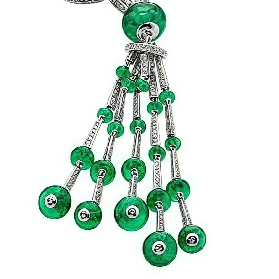 Winkin Winsin Luxury Designer Brand Snake 925 Sterling Silver Necklaces Woman Pendant Quality Green Gemstones Necklace Jewelry