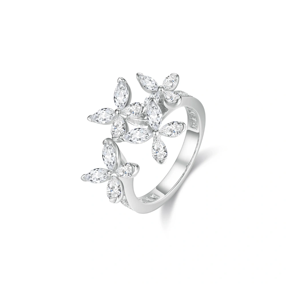 ShanLover Brand S925 925 Sterling Silver Ring for Women Diamond Embed Four Butterflies Design Fashion Rings Jewelry Accessory
