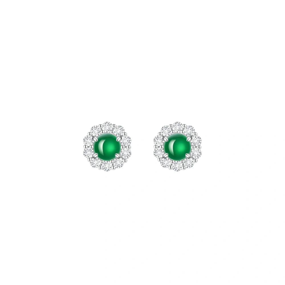 ShanLover Brand A Stud New Products Women's High End Commuting Earrings Chinese Style Egg Surface Chalcedony 925 Silver