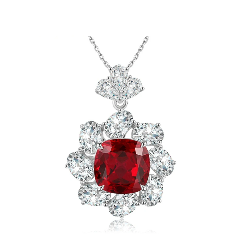 ShanLover Brand Brand Wedding Ring Laboratory-grown Pigeon Blood Red Gemstone Elegant Lab Grown Gemstones Ladies Necklace