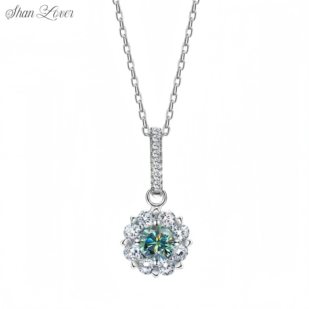 ShanLover Brand Luxury Women 925 Pure Silver Necklace Snowflake Pendant MST Moissanite Diamond Drop Pendants Necklaces Jewelry