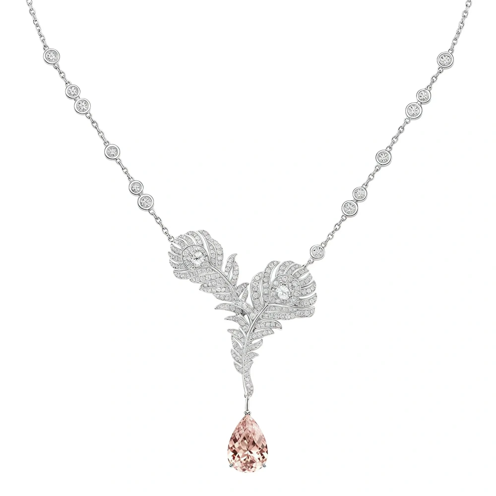 WinkinWinsin Brand Luxury 925 Sterling Silver Pendants Necklaces High Carbon Diamond Feather Necklace Pendant For Women Jewelry