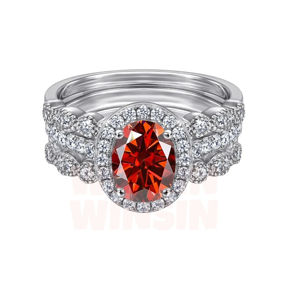 Winkin Winsin s925 sterling silver 1.5-carat oval Moissanite ring for women's silver jewelry, exuding a sense of luxury