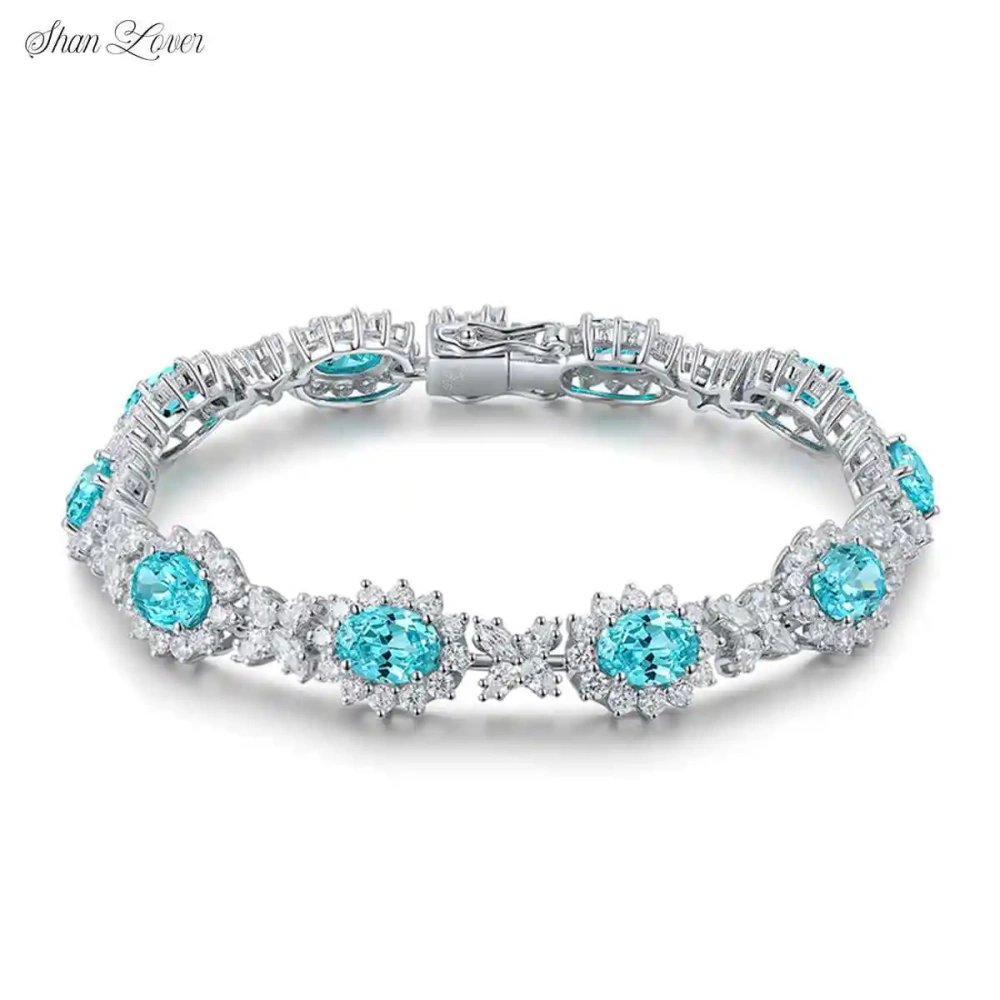 ShanLover Brand High Quality Flower Bracelet for Women S925 Silver Simple Lab Grown Gemstones Certificate Cultivated Jewelry