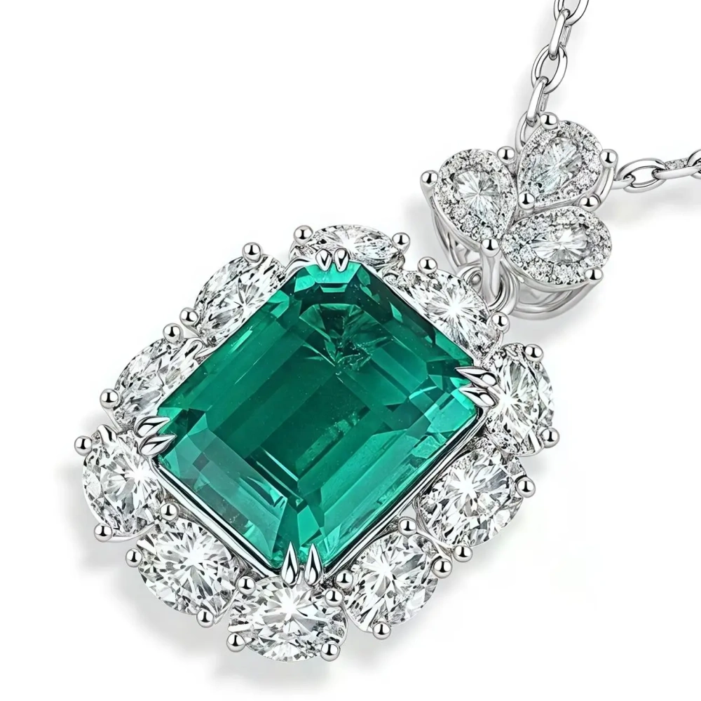 ShanLover Brand High Quality S925 Sterling Silver  Necklace Lab Inlaid Jewelry Necklace S925 Sterling Silver Jewelry Necklace