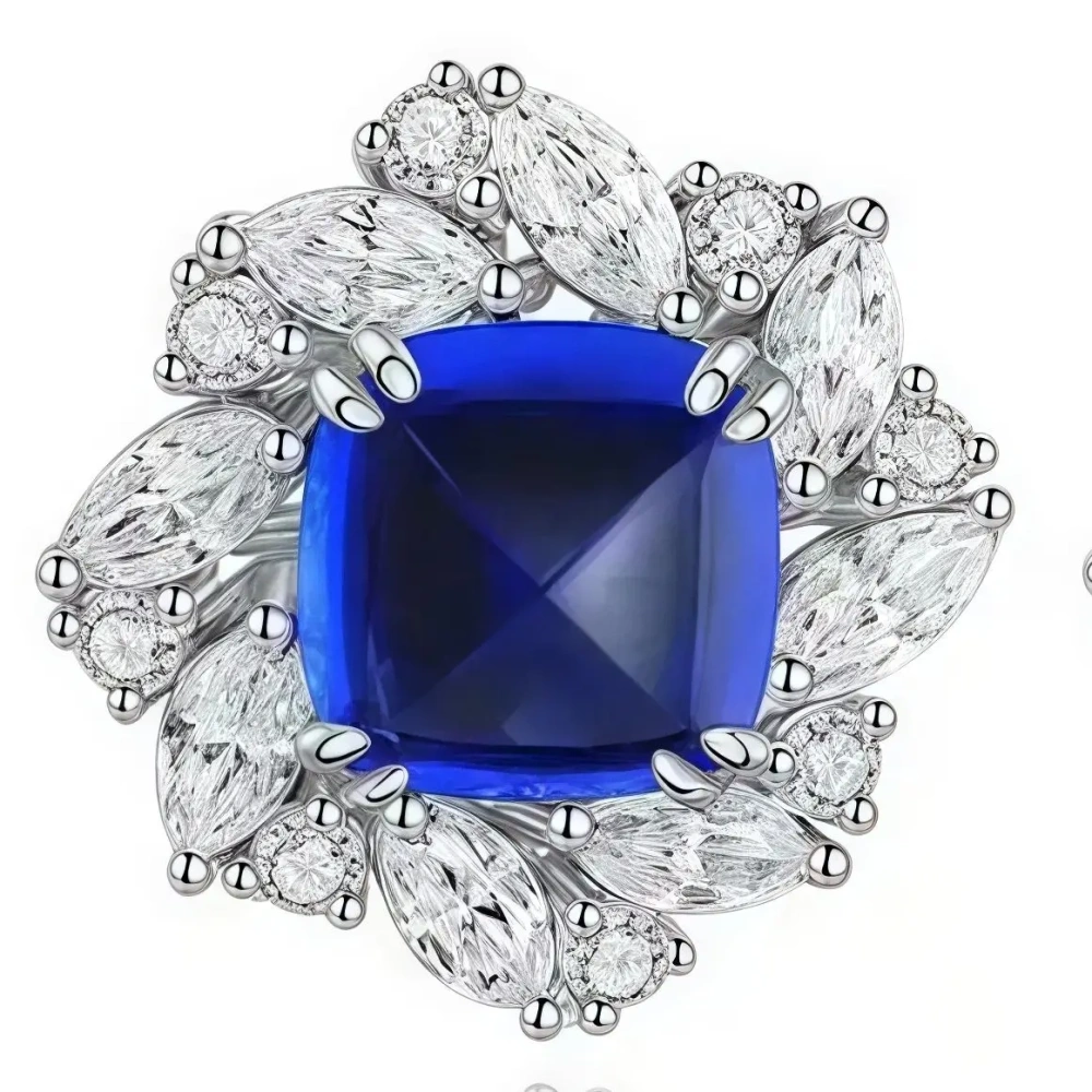 ShanLover Brand 4.46ct High End Temperament Lab Grown Blue Gemstones Stud Earrings 925 Sterling Silver Stud Earrings