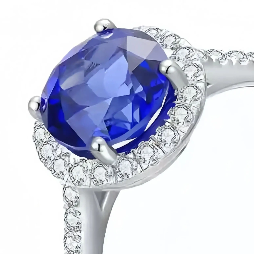 ShanLover Brand MGI Top Grade Sapphire Rings Lab Grown Blue Sapphire Gemstones Wedding Ring Women 925 Sterling Silver Jewelry