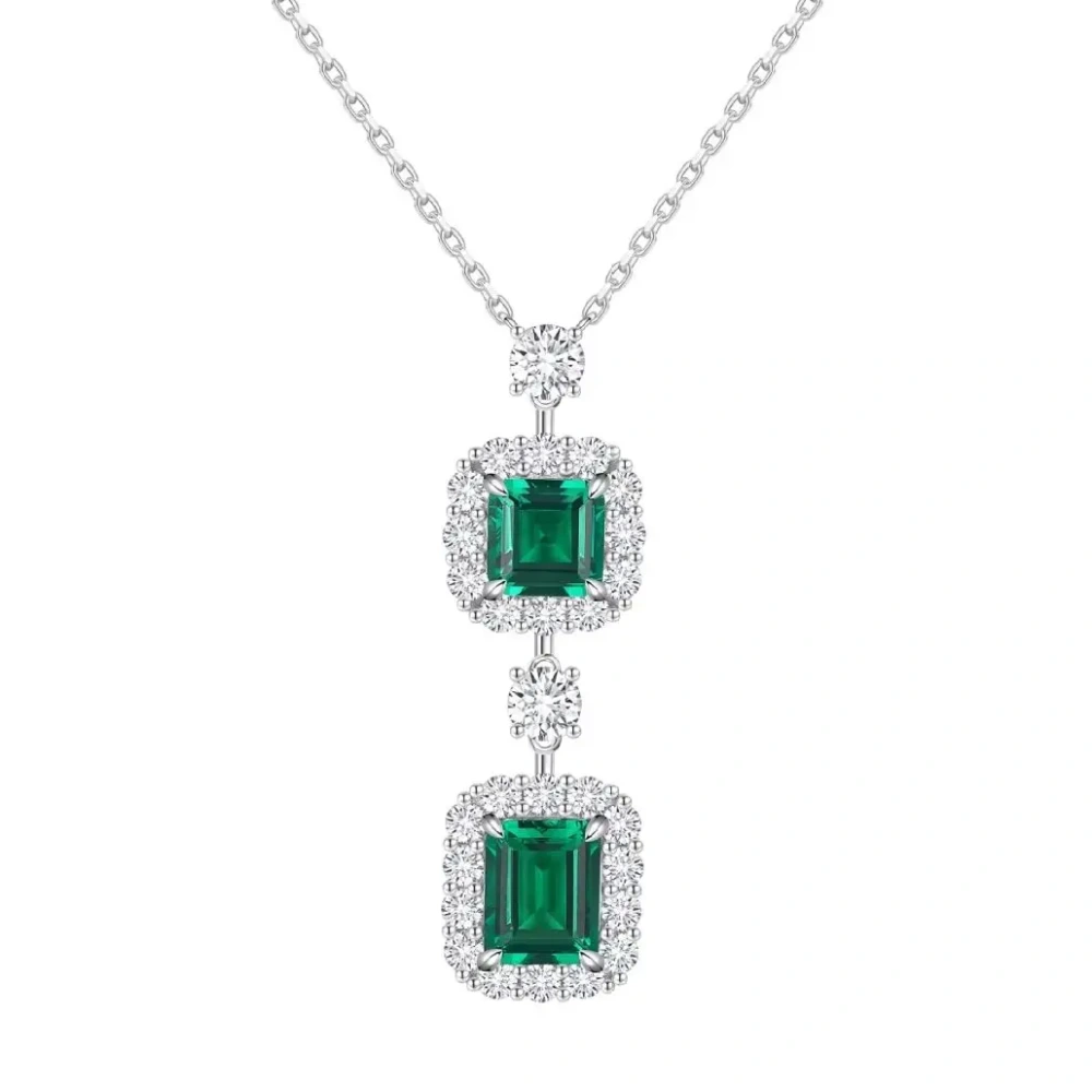ShanLover Luxury Brand High Grade 925 Sterling Silver Pendant Necklace For Woman Green Gemstones Chain Necklace Pendants Jewelry