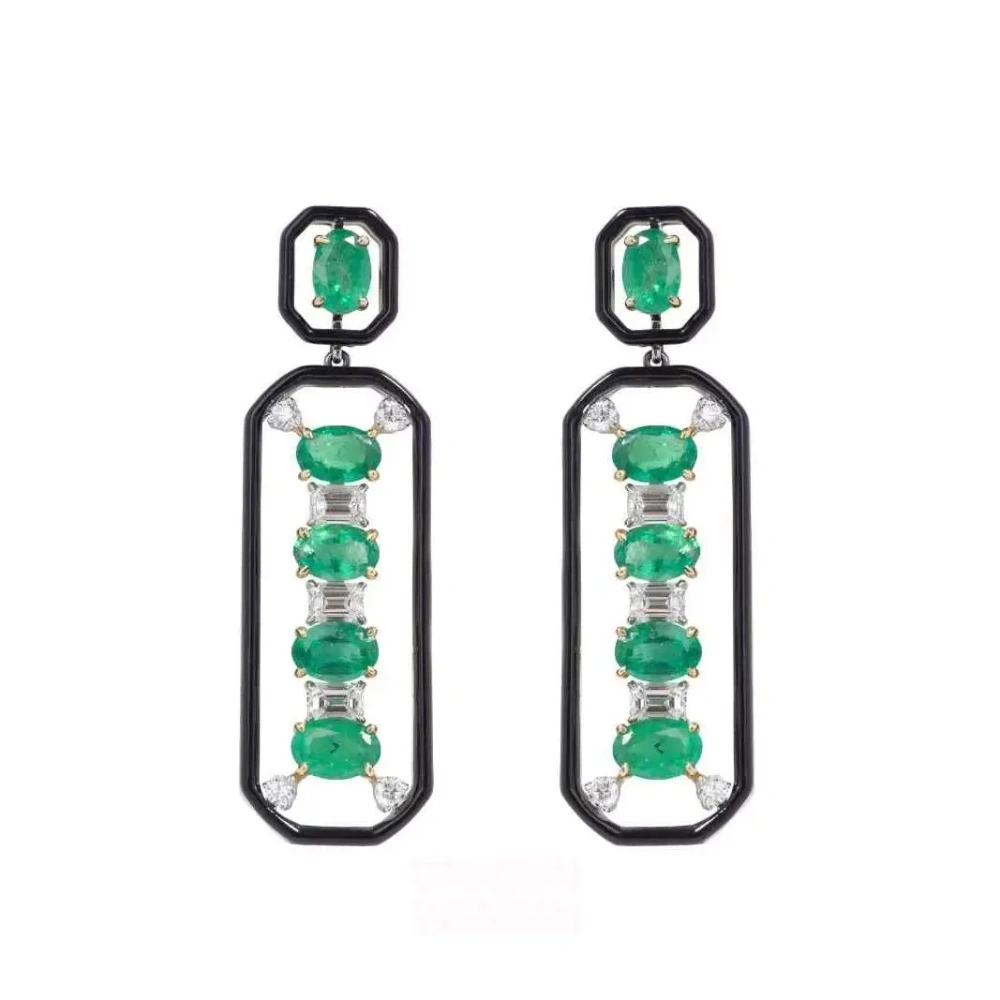 Winkin Winsin Luxury Brand High Grade Gemstones Earrings Muzo Emerald Real 925 Sterling Silver Earrings For Woman Girl Jewelry