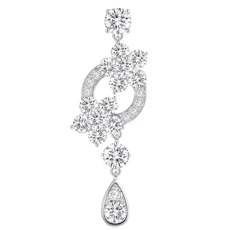 ShanLover Brand 5A Grade 925 Sterling Silver Flower Tassel Zircon Earrings for Women Sophisticated Drop Earrings Jewelry
