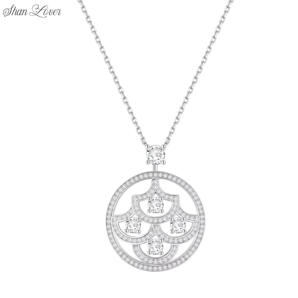 ShanLover Brand Platinum White Gold Plating 925 Sterling Silver Pendants Necklace For Woman Sweater Pendant Dress Necklaces