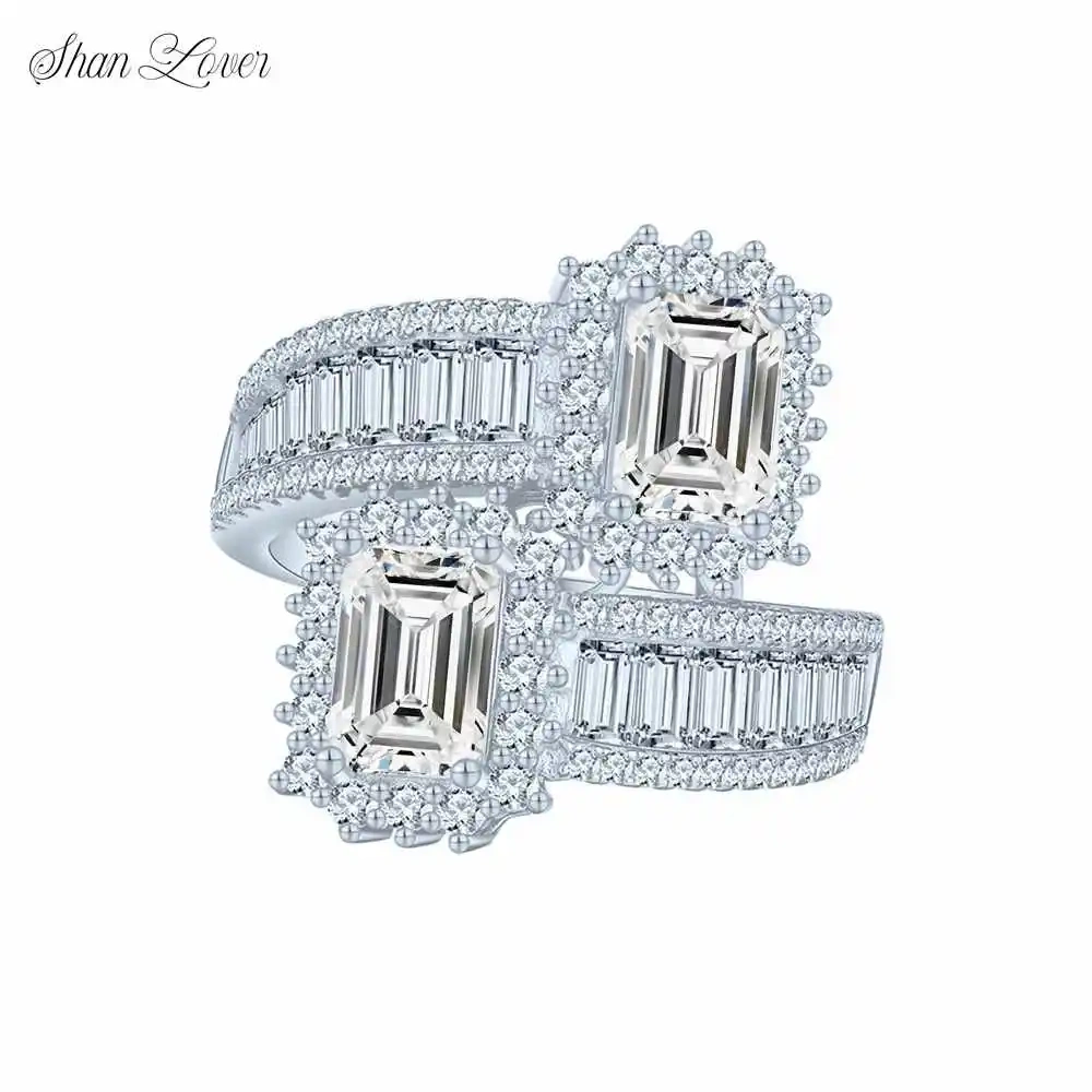 ShanLover Brand MST Grade Moissanite Diamond Ring S925 925 Sterling Silver Luxury Moissanite Gemstones Rings For Women Jewelry